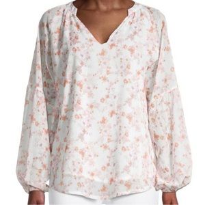 💥NWT💥 TO MY LOVERS Pink Floral Lined Peasant Top Size Small